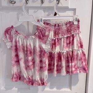 Beautees Pink Tie Dye Skirt and Top Set Girls 7/8